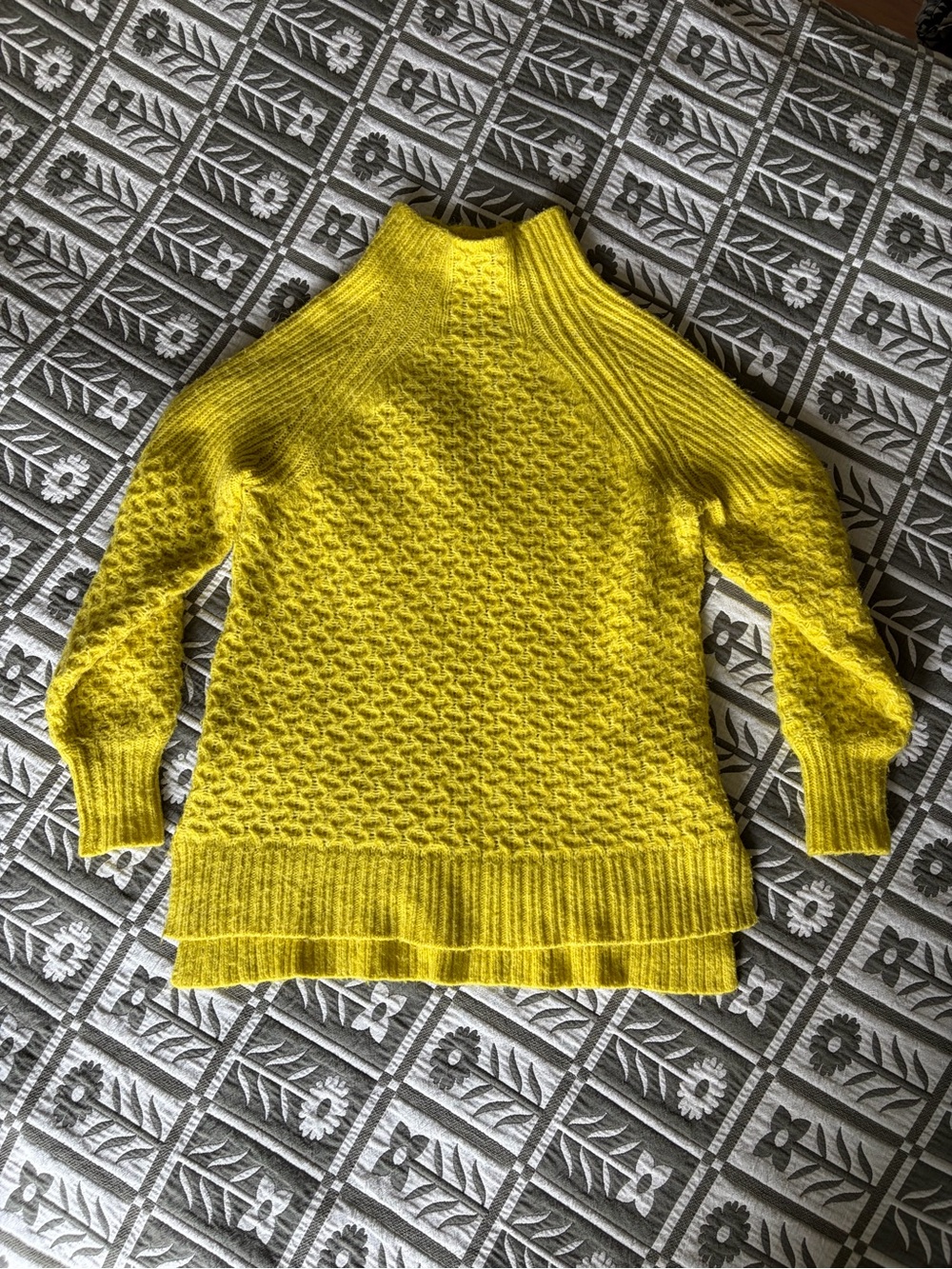 Anthropologie Citron Yellow Mock-Neck Textured Sweater